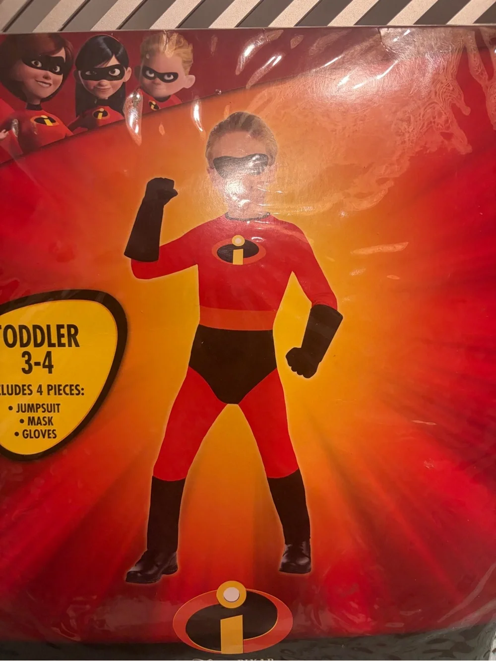 Disney The Incredibles Dash Toddler Costume 3T 4T Red Black Jumpsuit Mask New